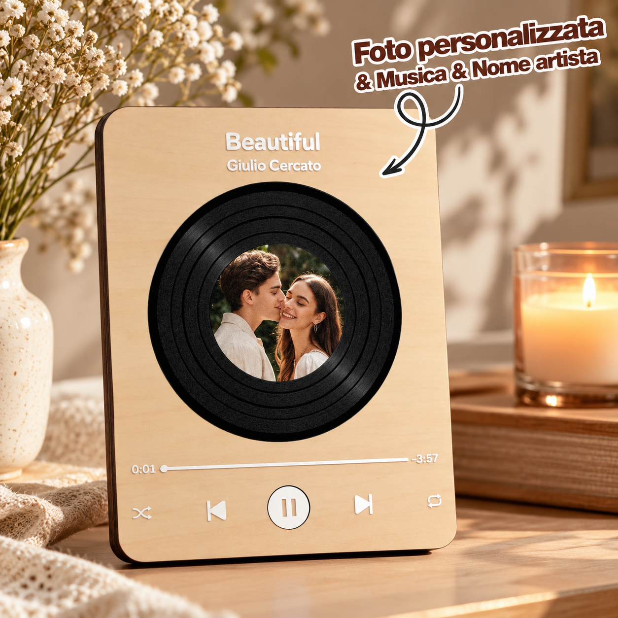 Giradischi in Legno Personalizzato con Foto – Regalo Coppia - immagine 22