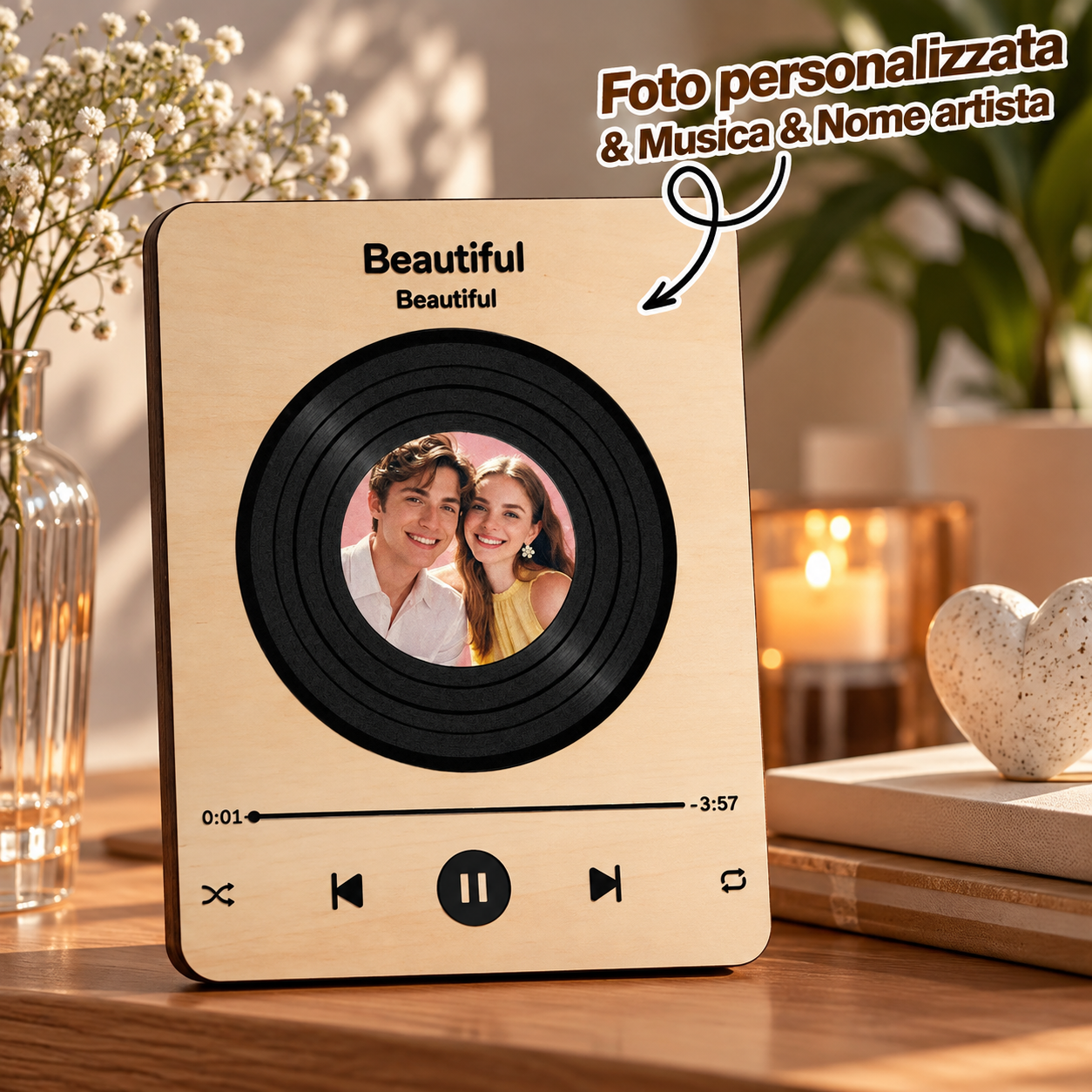 Giradischi in Legno Personalizzato con Foto – Regalo Coppia - immagine 21