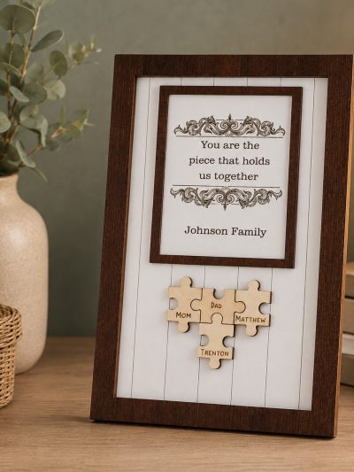 Cornice Puzzle Personalizzata per la Mamma – "Sei il Pezzo che Tiene Uniti Tutti"