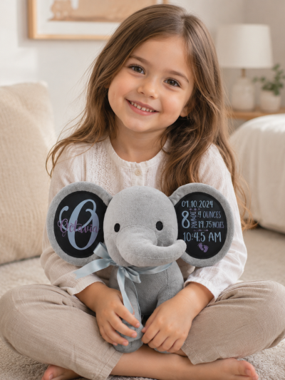 Elefantino di Peluche Personalizzato – Regalo Nascita per Neonato