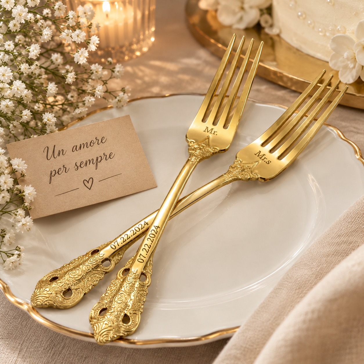 Set di 2 Forchette Vintage Personalizzate con Nomi e Data, per coppia - immagine 12