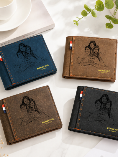 Portafoglio da Uomo Personalizzato con Foto e Testo in PU – Idea Regalo per Lui